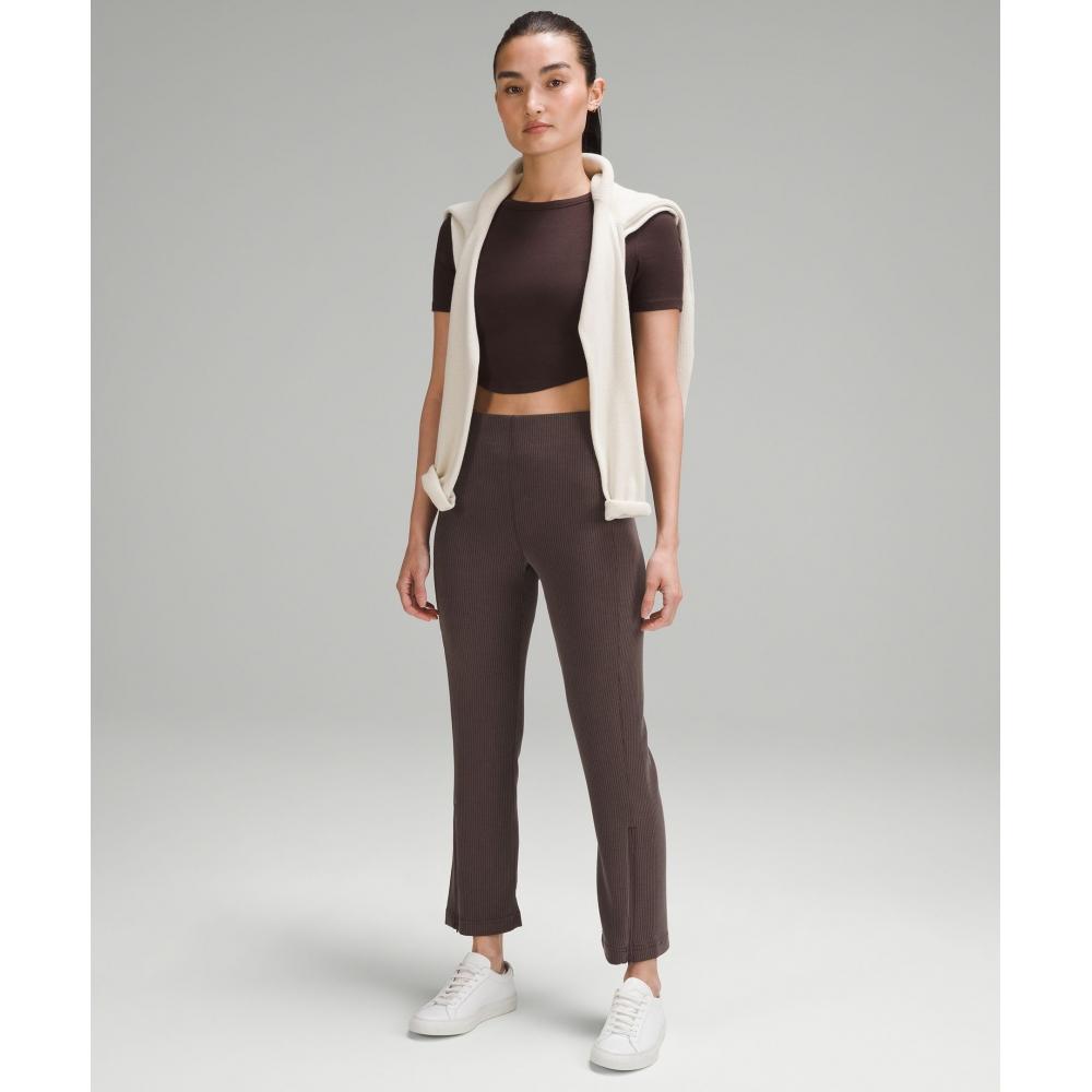 Lululemon Мягкие ребристые укороченные брюки на молнии с высокой талией 25  Эспрессо