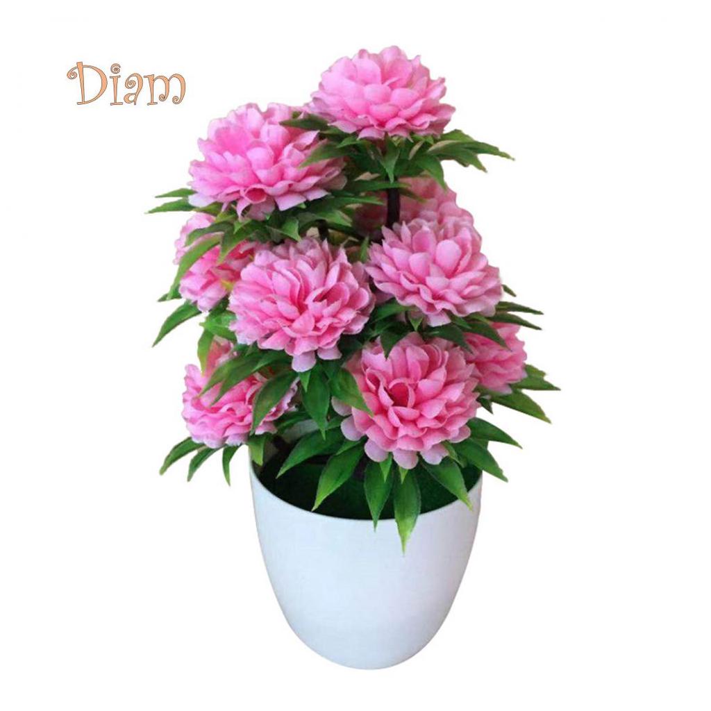 Яркое искусственное растение бонсай из хризантемы в белом горшке для домашнего декора