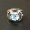 Aquamarine Oval Cut Gemstone With 925 Sterling Silver Ring For Men's #A738 JL375659044904