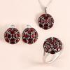 Natural Red Garnet Ring Earrings Necklace Jewelry Set 925 Silver Women Fine Jewelry Anniversary Gift