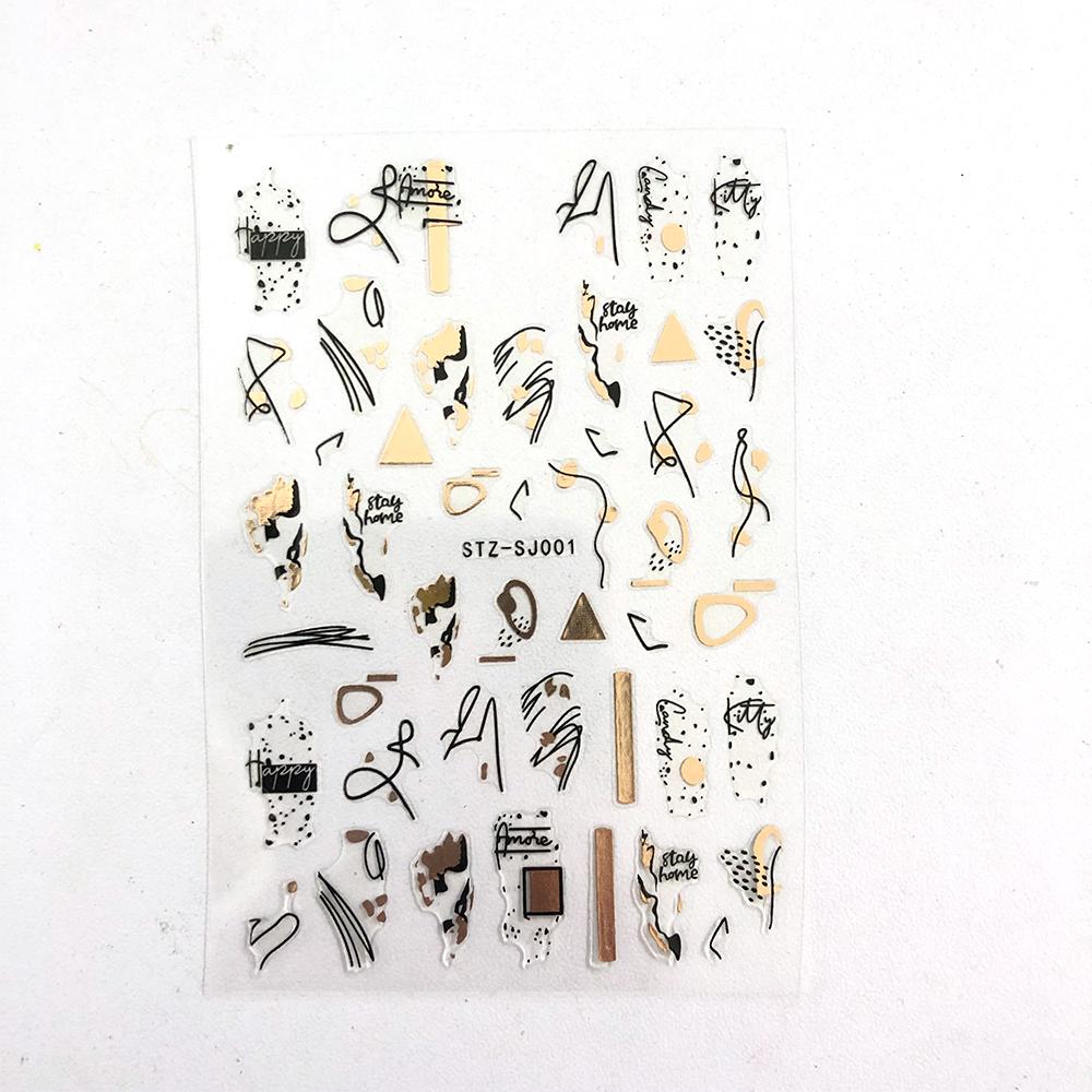 Abstract Line DIY Nail Stickers for Women Girls Nail Art Decorations Rose Gold Spring 3D Sliders for Manicure Nail Polish Decals