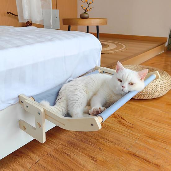 Wooden Cat Hammock Heavy Duty Cordless Cat Window Perch Adjustable Cat Seat Wall Shelves for Bedsides Window Drawers