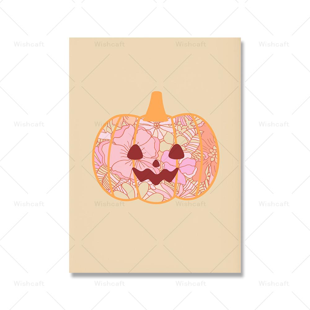 Хэллоуин настенная живопись печать милый пастель ретро холст картина бохо абстрактный тыква призрак плакат картины декор детской комнаты