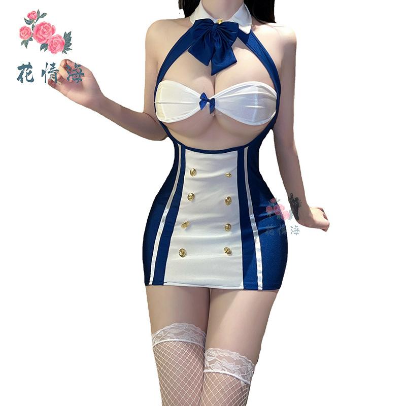 Sexy Lingerie Hollowed Out Babes Policewoman Seduces Backless Waist