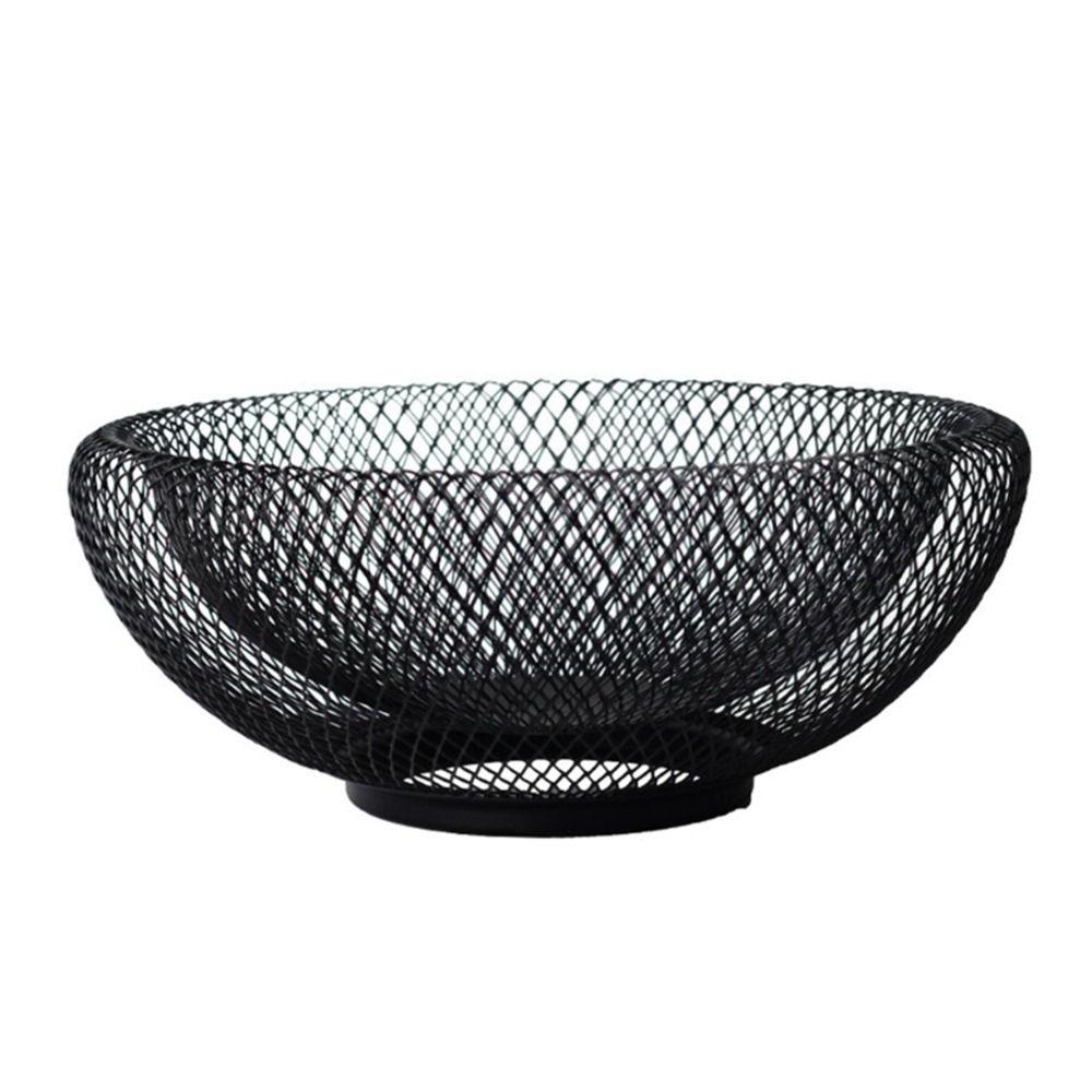 Black/Gold Mesh Fruit Snacks Basket Round Fruit Vegetable Basket Iron Art Fruit Basket Countertop