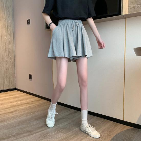 Женские повседневные шорты, эластичные регулируемые шорты с завязками, короткие брюки, сплошной цвет, дизайн с карманами, широкие плиссированные рабочие шорты