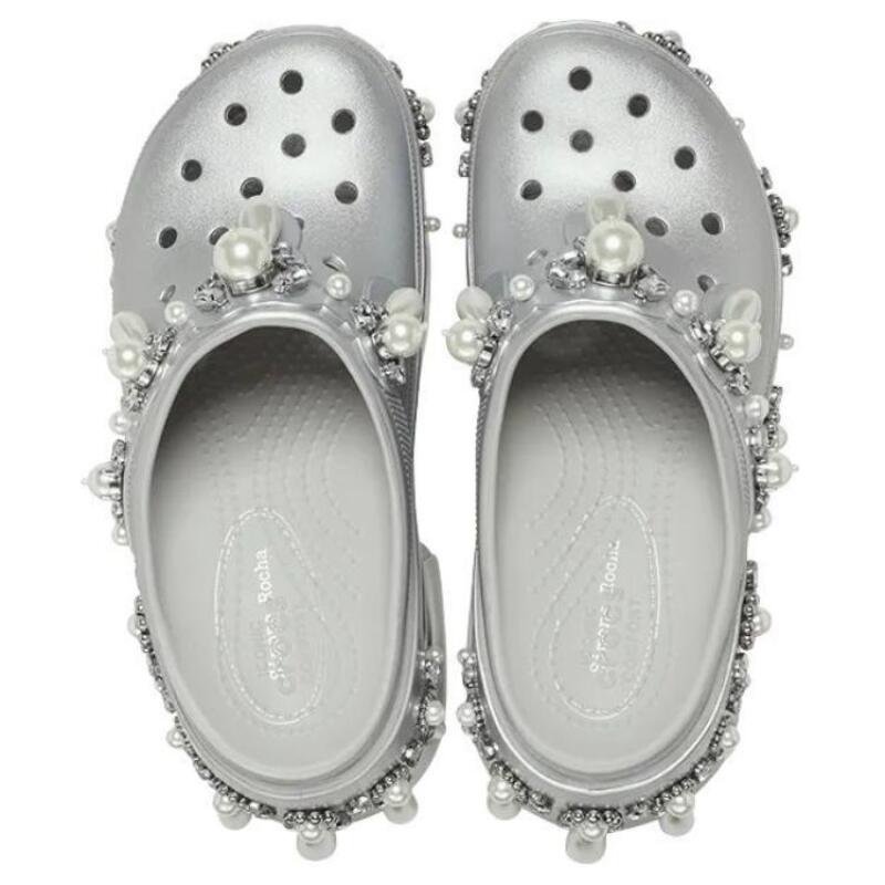 SIMONE ROCHA x Crocs Легкие шлепанцы с носком из ЭВА, надеваемые на ногу, женские, серебристые