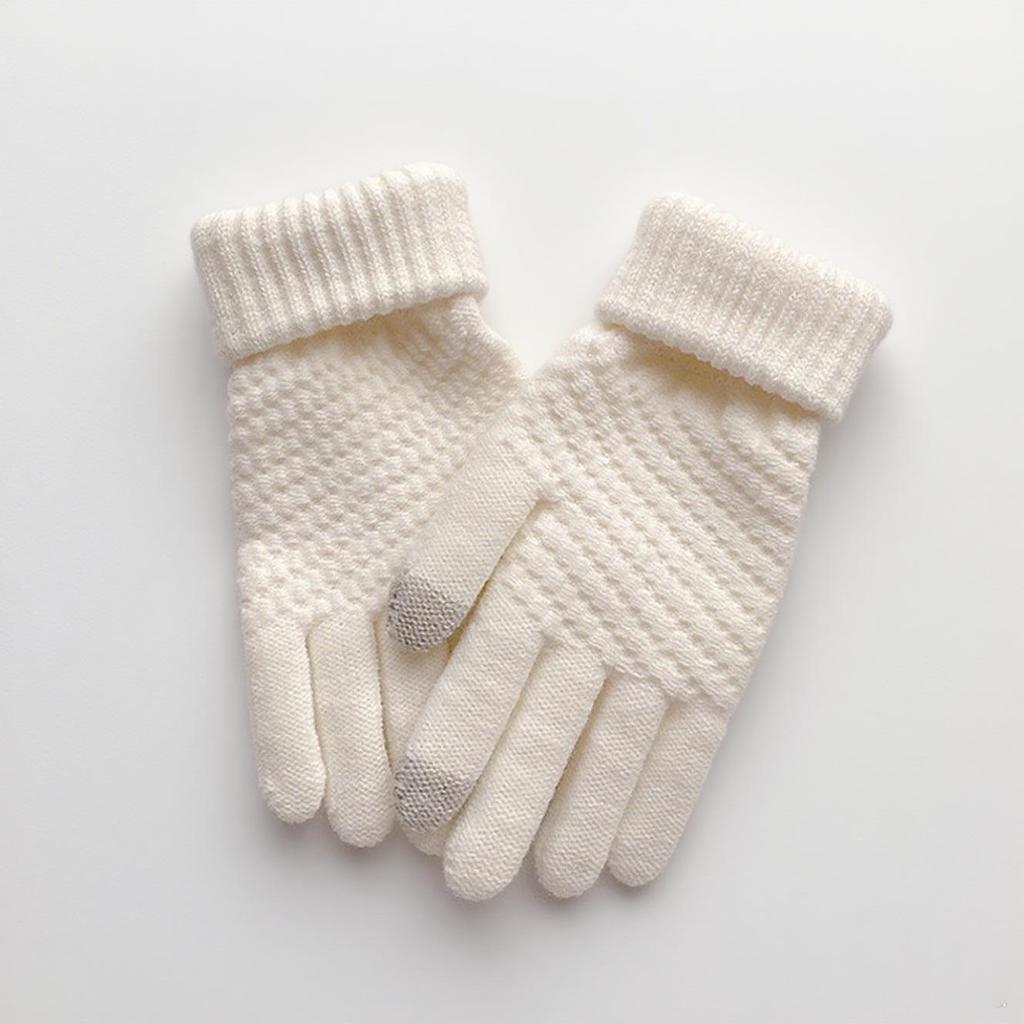 Женские флисовые перчатки с сенсорным экраном в корейском стиле, вязаные ананасовым узором