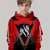 Худи для мальчиков с 3D-принтом в стиле боевых искусств - яркая красно-черная контрастная повседневная толстовка-пуловер