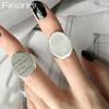 Letter Wide Round Smooth Rings for Women Fashion Simple English Geometric Party Jewelry Gifts