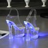 Women's Led Illuminated Sandals Clear Heel Size 34-43 Thick High Nightclub Luminous Women's Shoes Show Dance Crystal Soles LFD