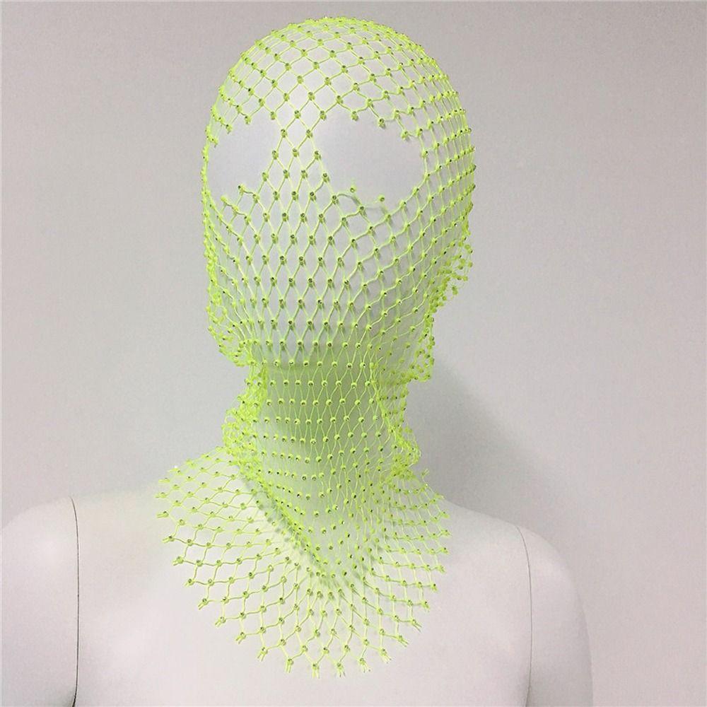 Shining Headcover Mesh  Headwrap Crystal Head Mask Rhinestone Mesh Veil Fishnet Headhood