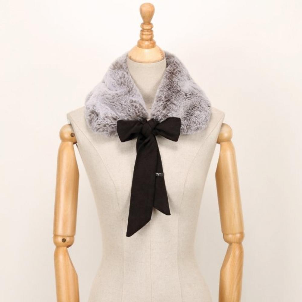 Lara Ribbon Color Scarf Dark Gray Lalaf261
