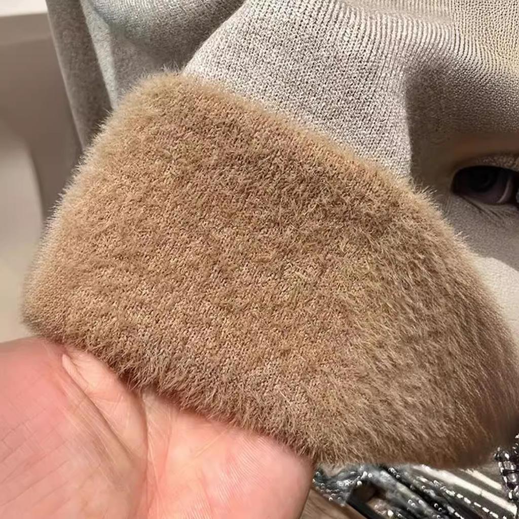 Осенне-зимний женский теплый фланелевый свитер с квадратным вырезом и толстой подкладкой, облегающего уникального дизайна и слим-эффектом