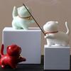 1PCS Cute Incense Burne Mini Lovely Cat Ceramic Decorative Incense Burner Incense Stick Holder Home Decor Gifts-Without Incense