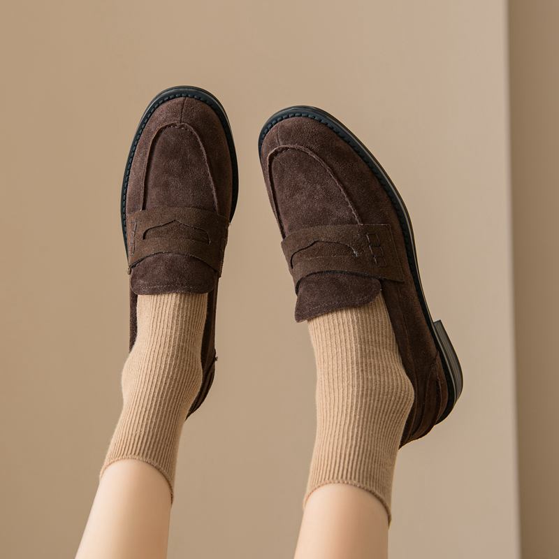 Krazing Pot Туфли-лодочки из натуральной кожи с круглым носком на низком каблуке, женские туфли-оксфорды без застежек, винтажные туфли-лодочки