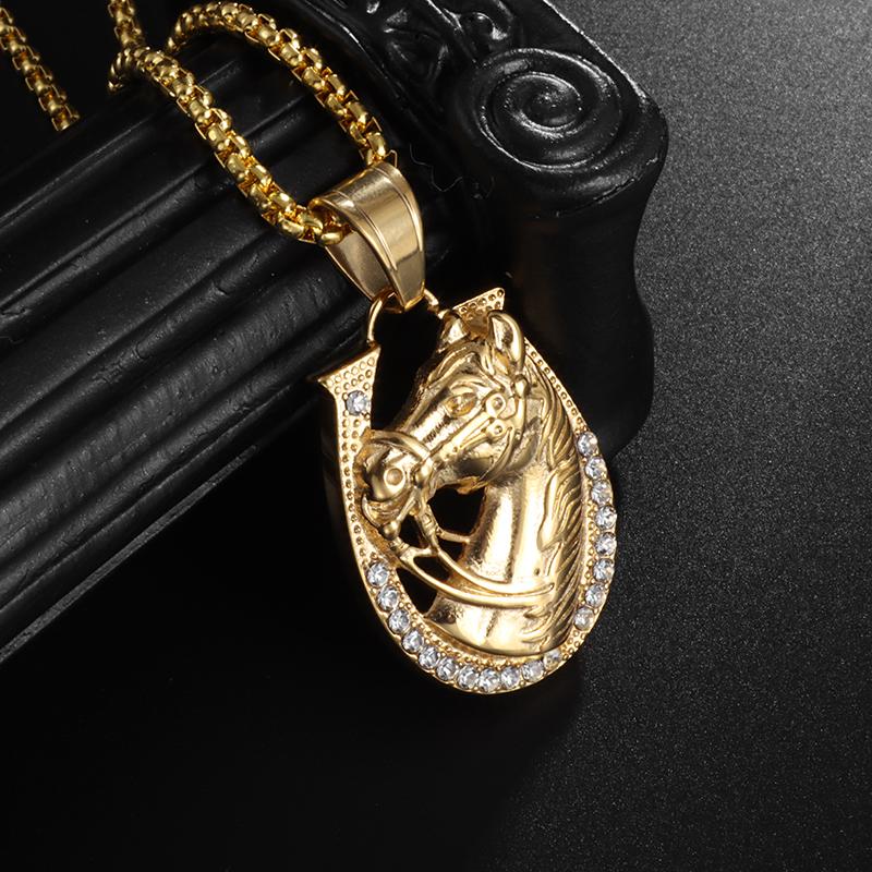 Fashionable Tiger Head Pendant Animal Tiger Necklace Men\\\'s Punk Hip Hop Trendy Casual Jewelry Gift