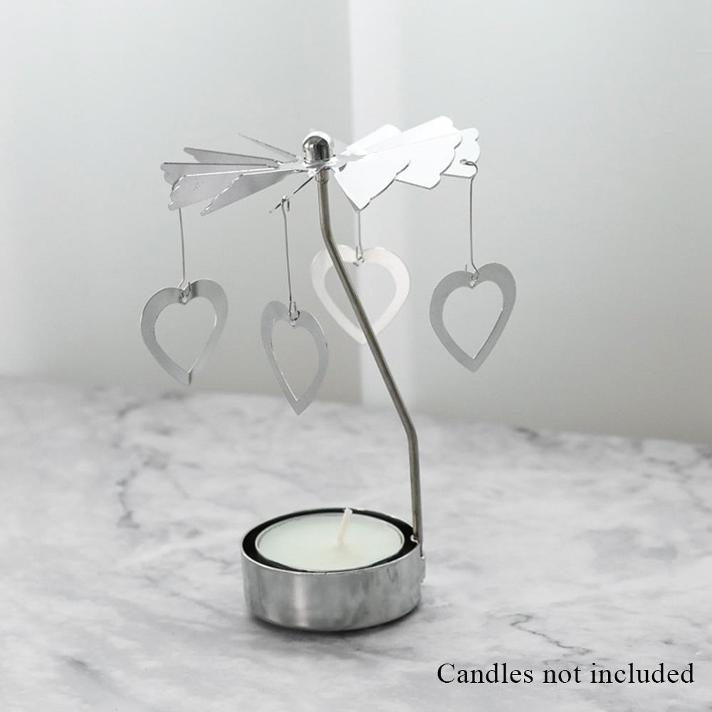 Серебряный подсвечник, украшение для дома, подарок на день святого Валентина, вращающийся подсвечник, декор для вечеринки, романтическая карусель, рождественская подставка для свечей