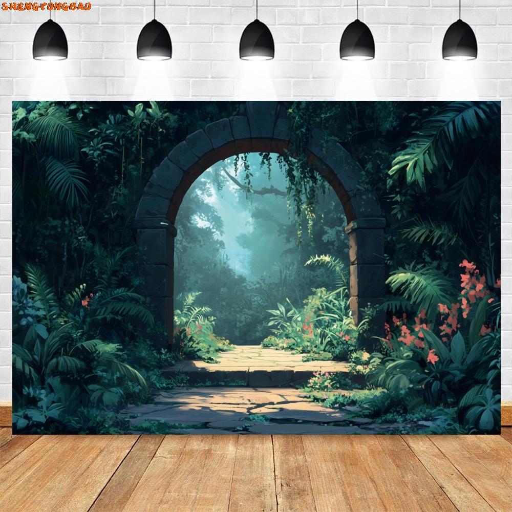 Tropical Rainforest Backdrop Green Trees Baby Shower Birthday Party Portrait Photography Background Wall Decor Photostudio Props