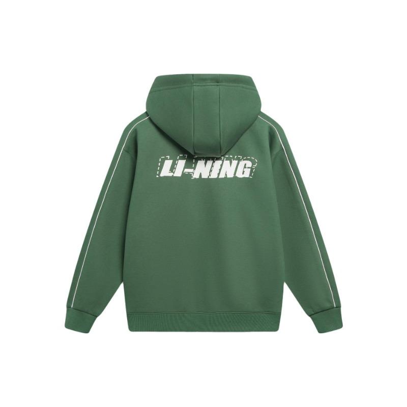 Li Ning кардиган с надписью, капюшоном, длинный рукав, спортивная куртка, унисекс, куртка, туман-сосна-зеленый AWDU857-2