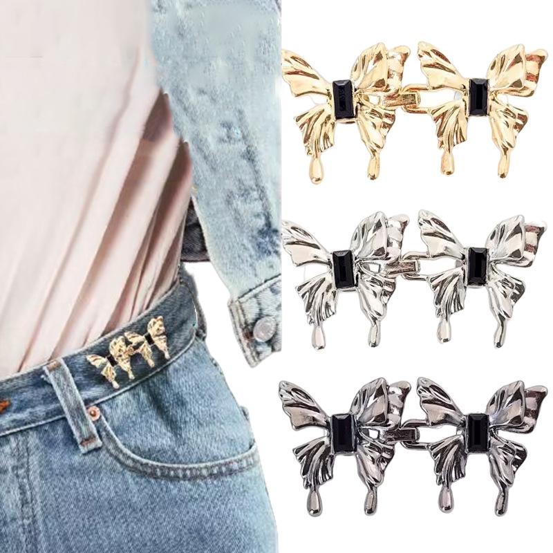 Регулируемая пуговица-бабочка, фиксированные затягивающиеся штифты, пряжка на талии для брюк, не требующая шитья, инструмент для закрытия талии