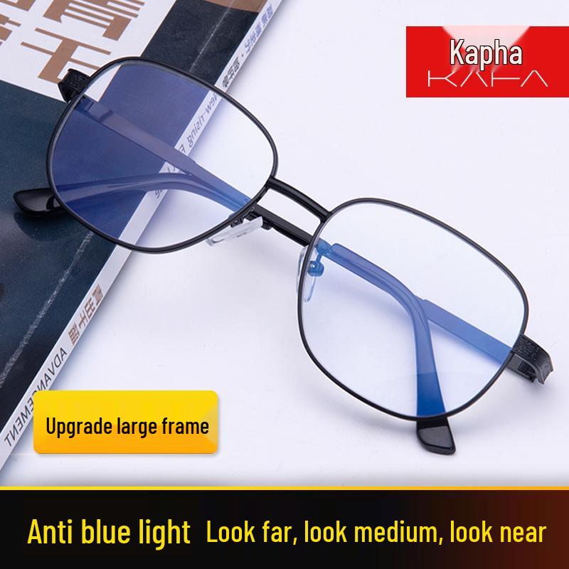 Anti-Blue Light High-Definition Bifocal Progressive Reading Glasses with Extra-Large Frame