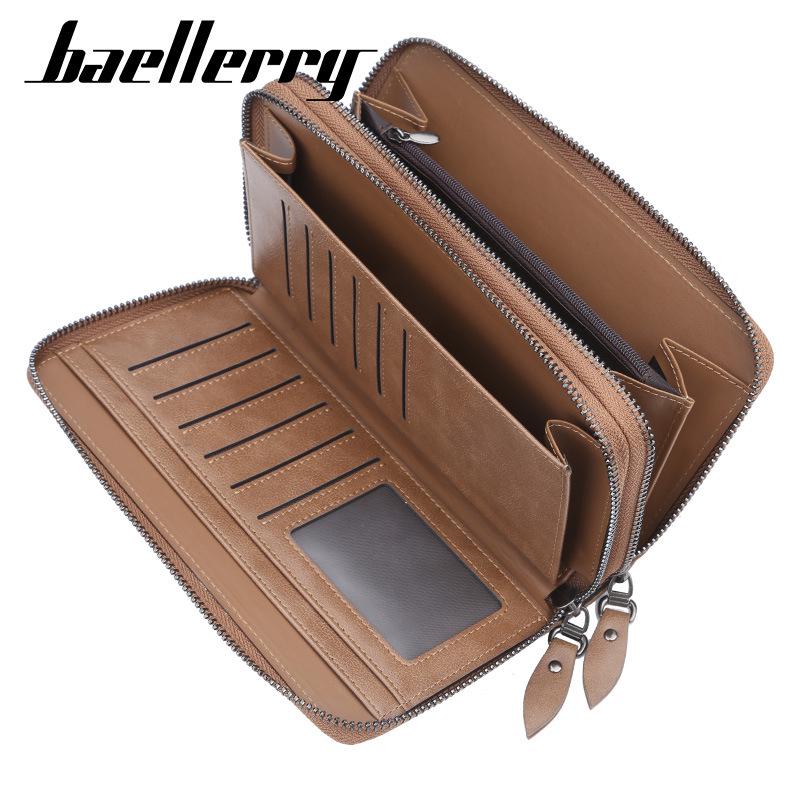 Baellerry Men Fashion Long Wallet Business Design Leather Zip Purse Wallets