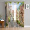 Italian Town Street Sheer Curtains for Living Room Transparent Tulle Window Treatments Bedroom Kitchen Home Decor Veil Drapes