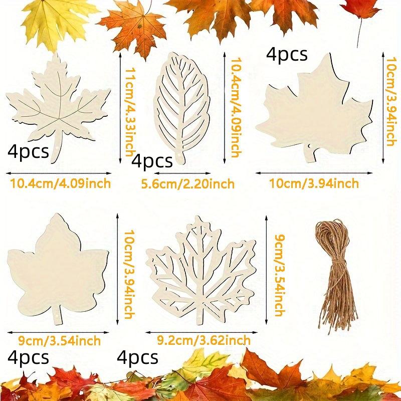 20PCS Unfinished Wood Cutouts Maple Leaves Wooden Crafts Fall Leaves Shape Crafts Autumn Leaf for DIY Craft Tags Thanksgiving