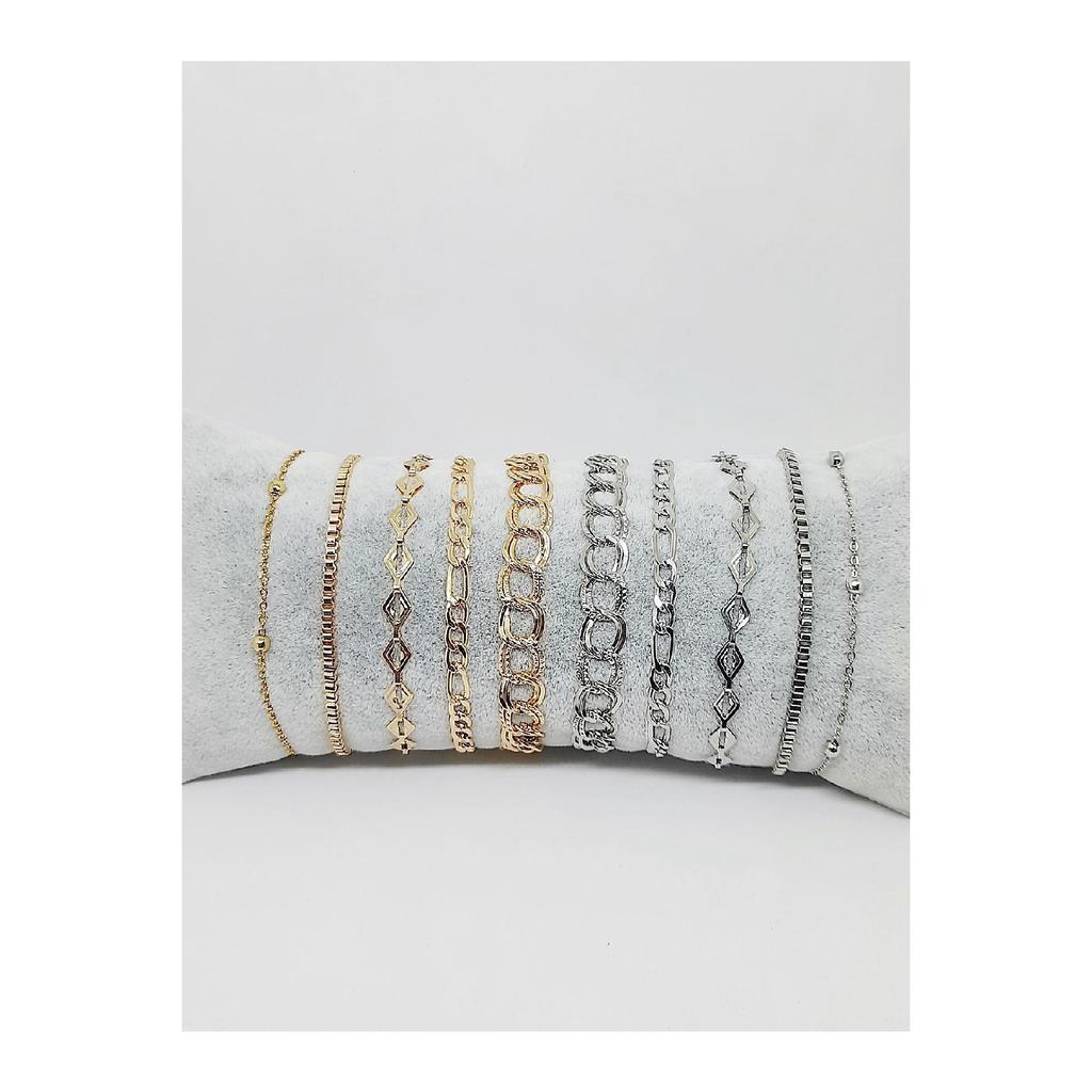 Набор из 10 серебряных браслетов-цепочек