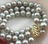 3 Rows Round 7-8mm Grey Pearl Bracelet 7.5-8 Inches