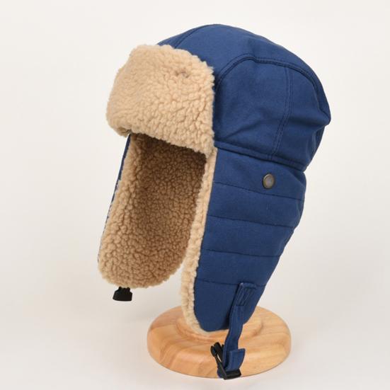 Шапка Лей Фэна Утолщенная Внутренняя Подкладка Однотонная Застежка-Пряжка Универсальная Брезентовая Шапка с Защитой Ушей Повседневная Одежда