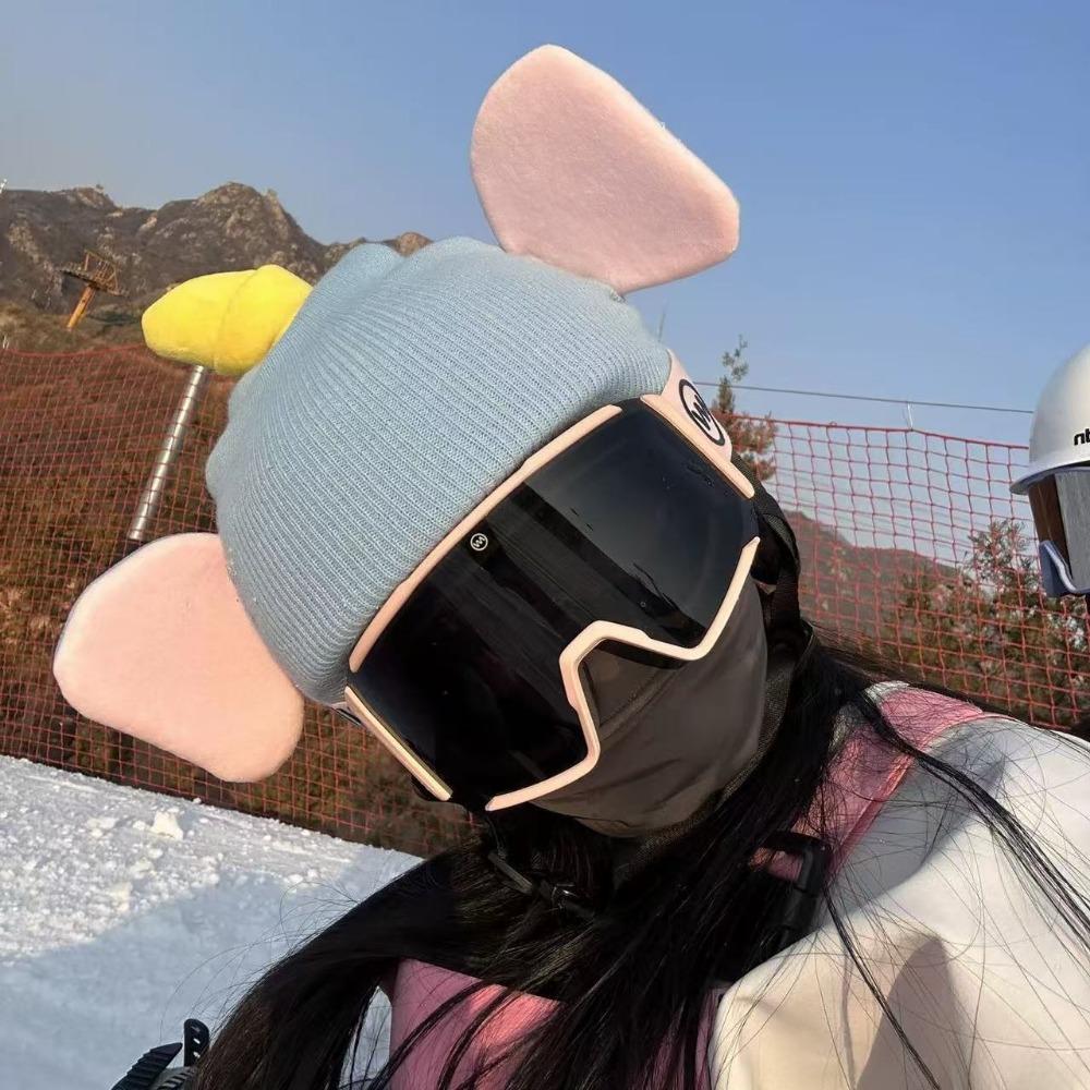 Ski Helmet Hat Cover Cute Cartoon Cat Ears Baby Same Single and Double Board Battery Helmet Cover Unisex