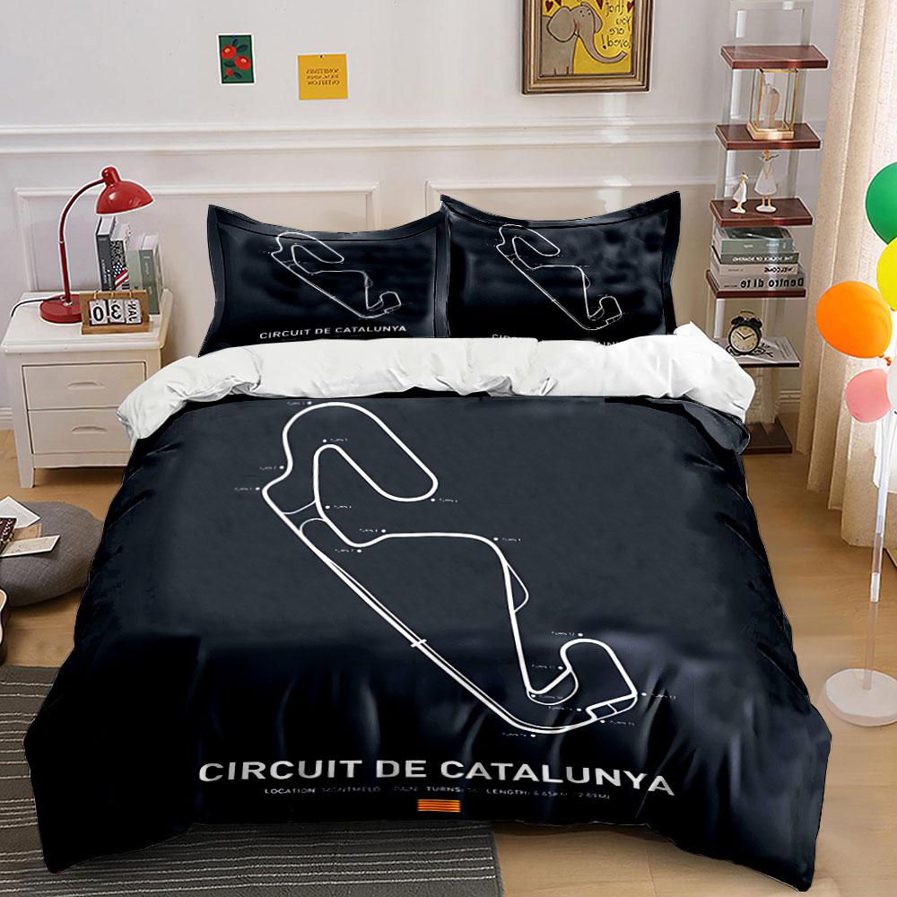 Circuit de Catalunya Map Bedding Duvet Cover Set Duvet Cover Pillowcases (1*Duvet Cover 2*Pillowcases, without duvet insert)