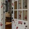 PVC Scary Footprint Decals Halloween Horror Stickers, with Spooky Handprints Footprints Printed, Self-adhesive Skeleton Wall Art Decals, for Party And