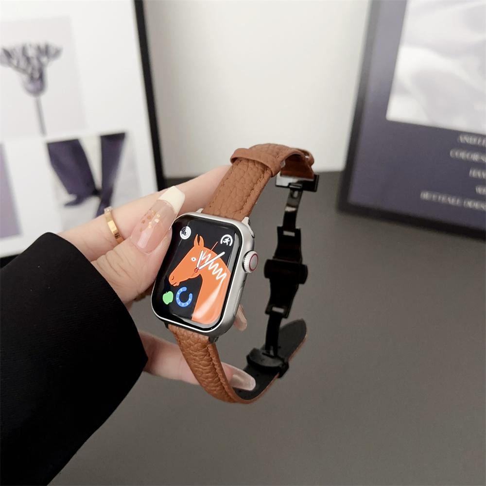 Тонкий кожаный ремешок для Apple Watch Ultra Band 49 мм серии 7 8 41/45 мм Correa 38/42 мм Браслет на запястье iWatch SE 6 5 4 3 40 мм/44 мм