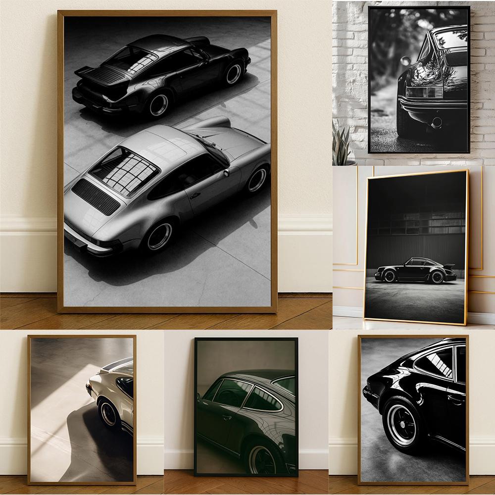 Vintage Black And White Sports Car Photo Print Modern Bedroom Wall Decor Car Poster Black And White Sports Car Canvas Print