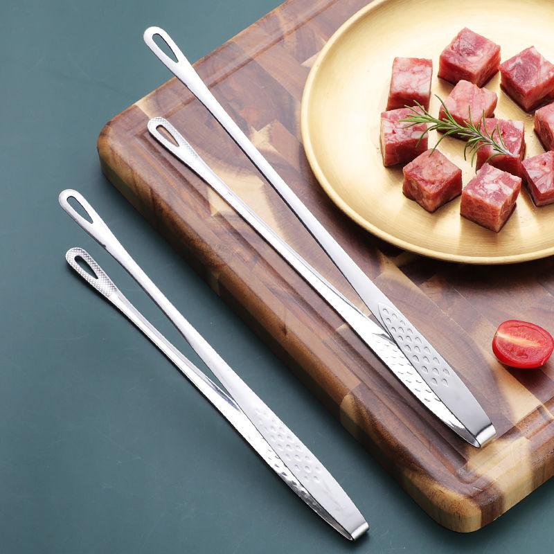 1pcs Stainless Steel Food Tongs Long Handle Non-slip Barbecue Tongs Steak Tongs Kitchen Cooking Tool Accessories BBQ Cooking Tongs