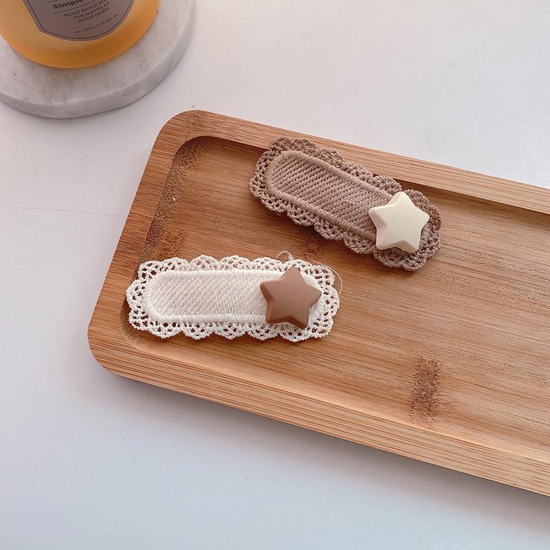 2 шт. Детские заколки для волос с кружевными бантами в виде медведя для девочек, повязки на голову для женщин, заколки для волос для малышей, милые мультяшные волосы, бежевый кофейный цвет, боковая заколка