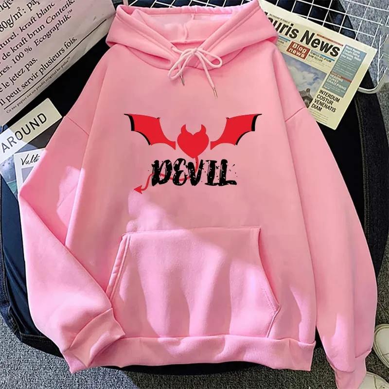 Angel Demon Printed Hoodies Men Women Casual Fashion Classic Autumn Winter O-Neck Long Sleeve Sweatshirts Fleece Pullover