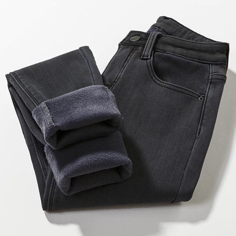Вельветовые джинсы с высокой талией в корейском стиле: Теплые, Эластичные, Облегающие Брюки-карандаш для Женщин - Идеально подходят для Осени и Зимы
