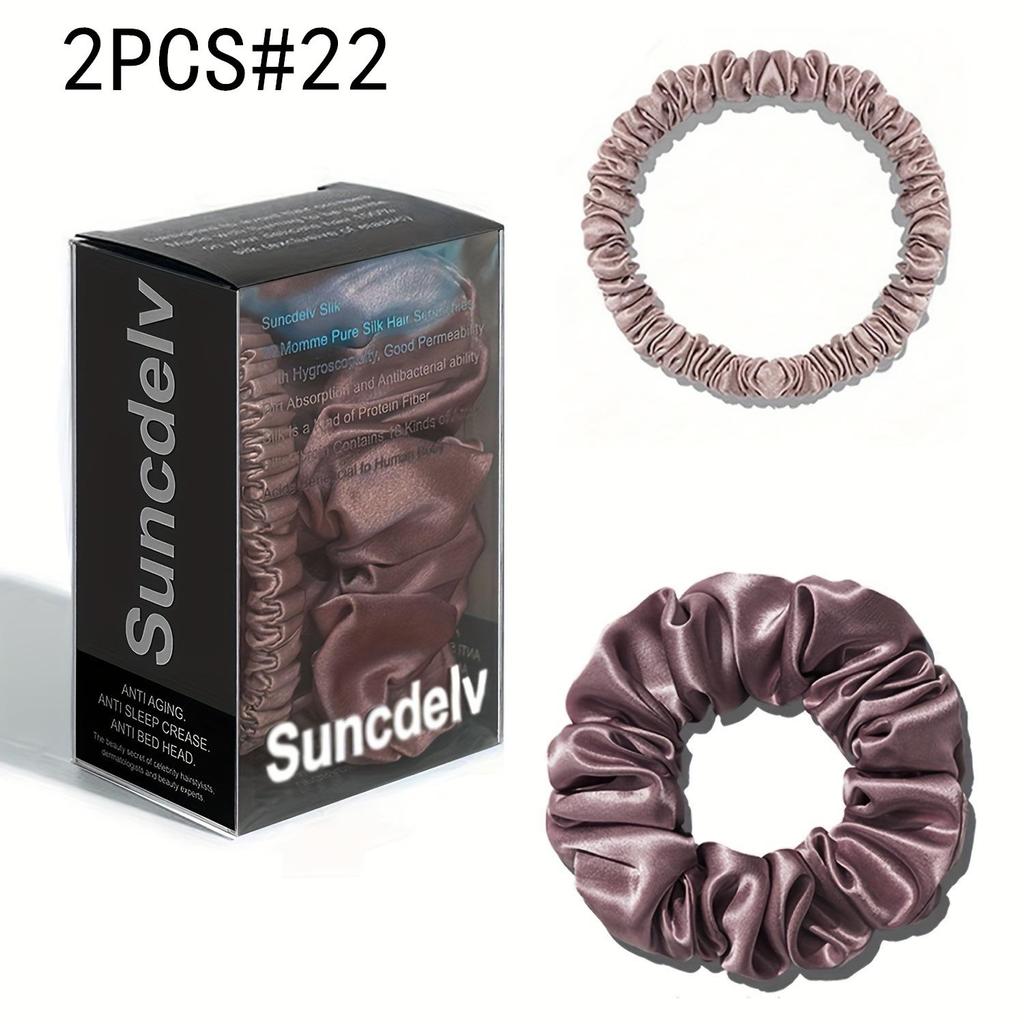 2 шт. 100% натуральный шелк однотонные резинки для волос высокого качества резинки для волос 22Momme женские большие повязки для волос аксессуары для волос маленькие+большие