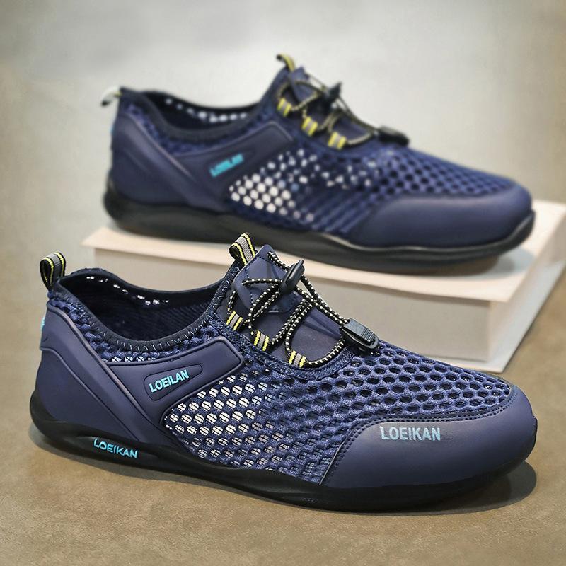 Мужская обувь большого размера, новые мужские сетчатые туфли, дышащая повседневная обувь, мужская спортивная обувь из сетки, полые дышащие болотные туфли