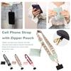 Mobile Phone Strap with Small Zippered Pouch Mini Card Holder Ethnic Style Detachable Phone Wrist Strap Adjustable Length Clip