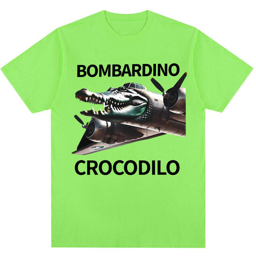 Bombardiro Crocodilo Funny Italian Brainrot Meme T Shirt Humor Fashion Hip Hop Men Women T Shirts Oversized Cotton Casual Tees
