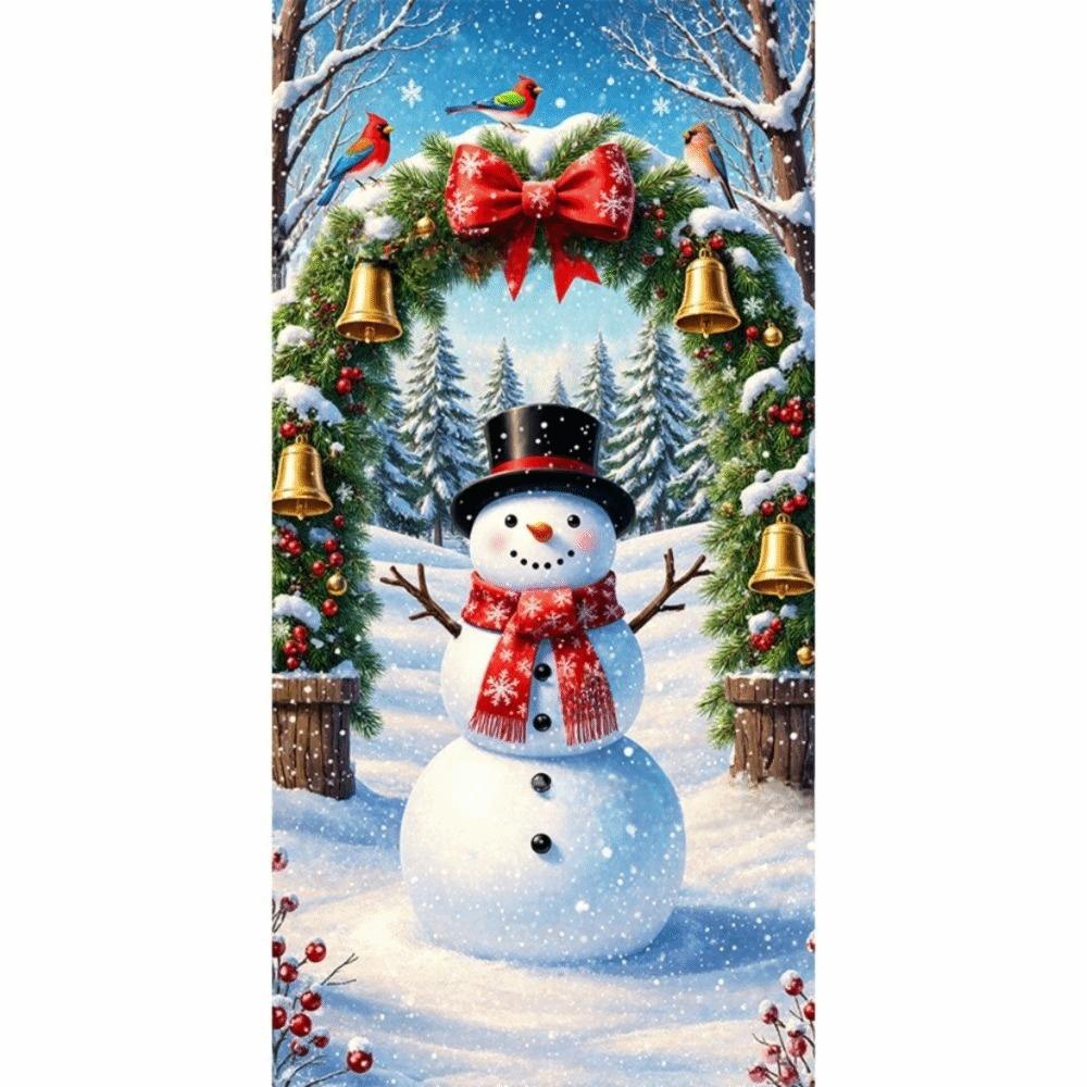 Door Hanging Christmas Door Cover Atmosphere Arrangement Background Santa Claus Banner Holiday Props Old Man Snowman