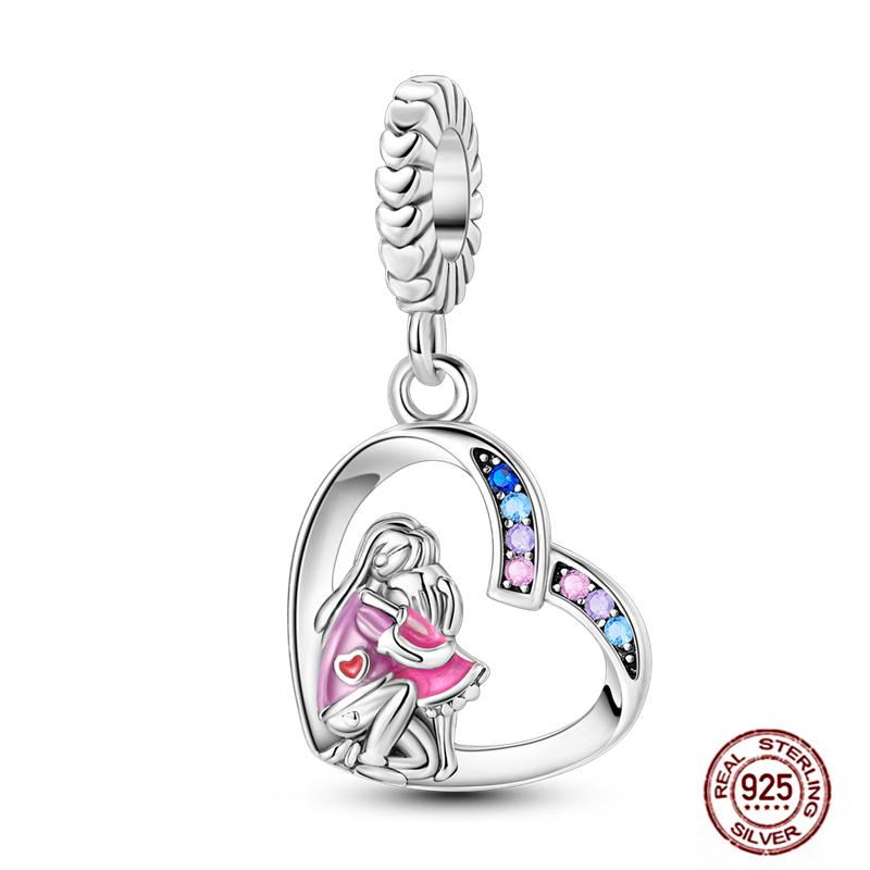 Медные Шармы Большая Любовь Мама Семья Сестра Розовое Сердце Тюльпан Бусины Ча Подходят для Оригинального Браслета Сделай Сам Ювелирный Подарок на День Матери