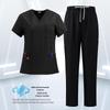 Unisex V-Neck Scrub Suit: Solid Color Straight-Leg Pants & Top for Medical Professionals