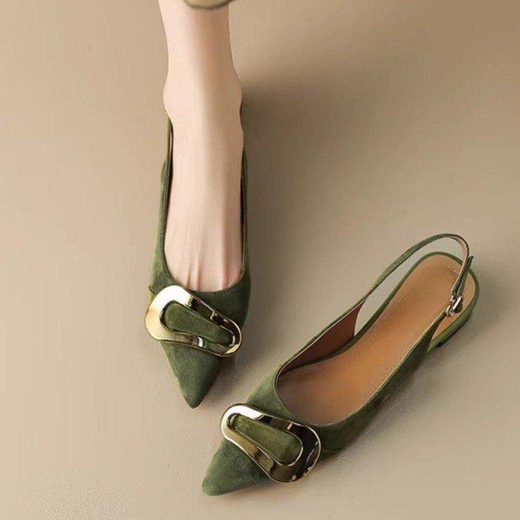 Suede Women Shoes Pointed Toe Fashion Sandals Slingback Designer Dress Slippers Casual Slides Chaussure Femme