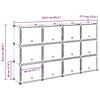 Modular Shelf System with 12 Cubes and Doors Black PP